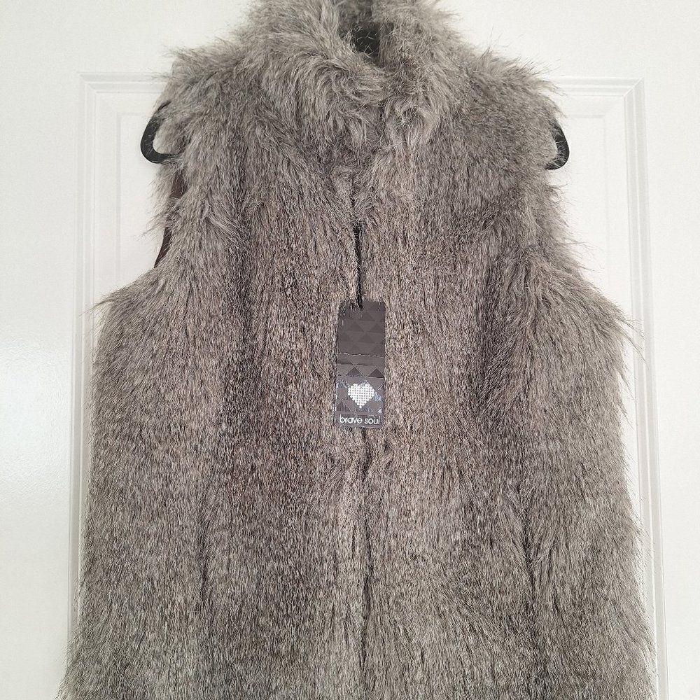 Brave Soul Faux Fur Vest size M